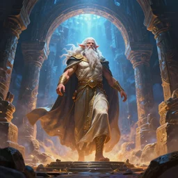 elder pagan god rising from a magical portal inside mysterious ancient ruins, trending on artstation, character portrait, character concept art, dynamic lighting, beautiful character painting, mystical figure, 1 3 5 mm lens, vibrant colors