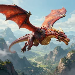 dragon flying in mountain landscape, digital art, epic, fantasy, d & d, intricate, hyper detailed, devianart, concept art, smooth, concept art, vibrant, photorealistic, rj palmer, rossier, jessica