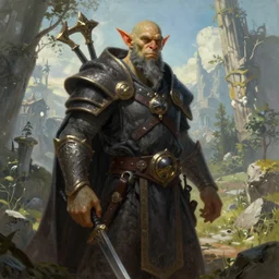 A comic book style portrait painting of a orc cleric in a stunning fantasy landscape, unreal 5, DAZ, hyperrealistic, octane render, RPG portrait, dynamic lighting