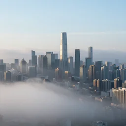 a city in the middle of the clouds