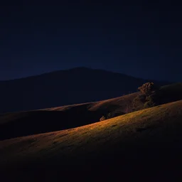 Sci-Fi dark high contrast nighttime colorful wallpaper of a beautiful matte landscape painting, 4k, high detail, no noise, low light