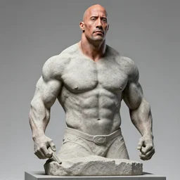stone sculpture of dwayne johnson