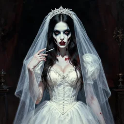 zombie bride painted by Raymond Swanland