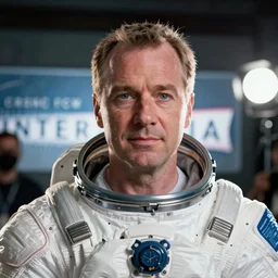cinematic close up shot of saul goodman wearing the spacesuit in scene from the movie interstellar ,backlight , DOP test,  high quality film still