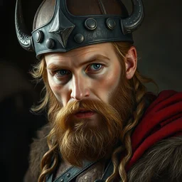 portrait of a handsome young viking, art by denys tsiperko and bogdan rezunenko and odd nerdrum, hyperrealism, fantasy art