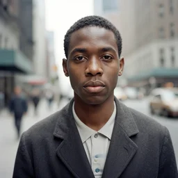 medium format portrait of unalien human appearance in new york by street photographer from 1 9 6 0 s, hasselblad film shallow focus portrait, male portrait presented on unsplash, soft light photographed on color film expired