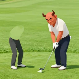 the devil playing golf with 1 friend, in the style of mark ryden,