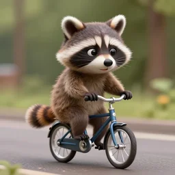 highly detailed matte painting of a cute raccoon riding a bicycle by mark ryden, lowbrow, 8 k resolution.
