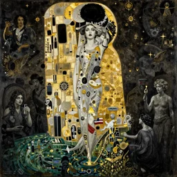 highly detailed oil painting | very intricate | cinematic lighting | black, white and gold color scheme, dark background | a woman in lake ; water spirit ; slavic mythology | by roberto ferri, by gustav moreau, by singer sargent and gustav klimt, american romanticism, occult art | by austin osman spare, artstation, cgsociety, official art, octane