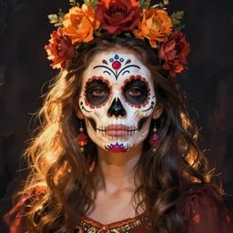Illustration of a sugar skull day of the dead girl, art by james gilleard