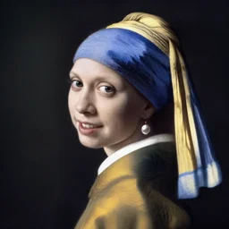 a portrait of Benjamin Netanyahu smiling with a pearl earing in the style of Johannes Vermeer