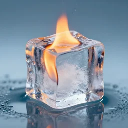 photo of a burning ice cube
