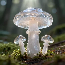 a photography from cristal clear mushroom, god rays, raytracing effects, 8 k, photorealistic, 2 4 mm