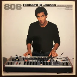 Richard D James on the 808 drum machine,  vinyl cover from 1988