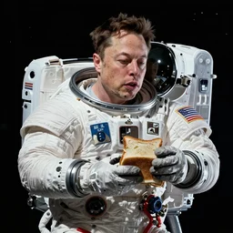 elon musk hugs a sandwich in space, realistic, high detail, global illumination,