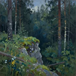A beautiful painting of The edge of the Russian forest in summer at night, Trending on artstation.