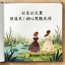 a page of two girl walking in the swamp. picture book the princess in dark demoniac evil swamp, golden time, worm color tone, detailed. by satoshi kon, ilya repin, lena aenami, shinji kimura