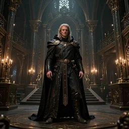full body portrait photo of Dennis hopper as a devious medieval lord in a giant medieval Shop, unreal engine, octane render, intricate details, 8k high definition, beauriful, ornate, hypermaximalistic