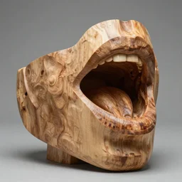 A sculpture of Human vocal cords carved in wood