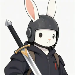 bunny with helmet and sword in the style of craig mullins, ruan jia, kentaro miura, greg rutkowski, loundraw