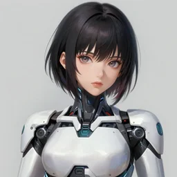 A realistic anime portrait of a beautiful female android, digital painting, by Stanley Artgerm Lau, Sakimichan, WLOP and Rossdraws, digtial painting, trending on ArtStation, SFW version
