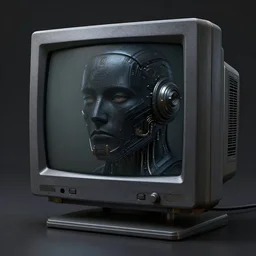 cybor with old monitor for head black body, style cyberpunk, trending in artstation, cgtrader, deviantart, ultra detailed, concept art, futuristic, intricate art