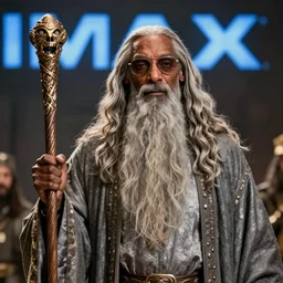 Snoop Dogg in the role of Gandalf the Grey with his staff, film still, amazing short, 8K, IMAX, ultra detailed, Lord of the ribg