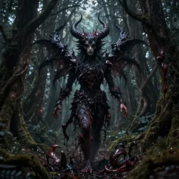 dark young of shub - niggurath in the forest, arham horror wallpaper, lovecraft artbook, evil fluid, insane, madness, creepy, macro. dan mumford beeple. michael cheval. anato finnstark.