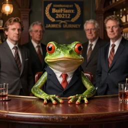 a frog lawyer in a bar. nuri iyem, james gurney, james jean, greg rutkowski, anato finnstark. instagram photo shoot, extremely detailed