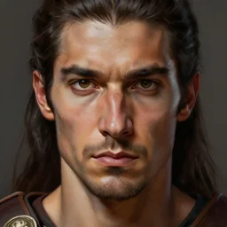 a close up portrait of a male warrior, symmetrical, highly detailed, digital painting, by dave greco