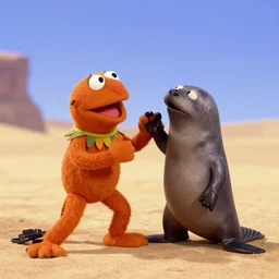 muppet seal time fighting in the desert. from the rainbow connection movie.