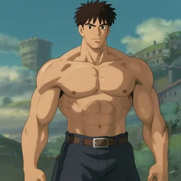character sheet of gigachad, muscular, handsome, chiseled, by greg rutkowski and studio ghibli, digital art, trending on artstation, highly detailed, concept art, beautiful, masterpiece