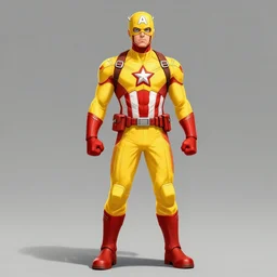 captain america in yellow and red costume, conpect art