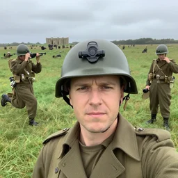 selfie at the battle at Normandy