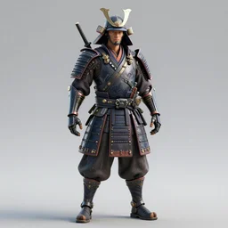 traditional samurai with cyberpunk, 3 d render