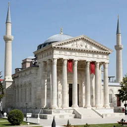 byzantine constantinople greek palace temple, fully restored, newly built reconstructed, white marble, red banners. 8 k hd instagram photo at behance, epic cinematic movie shot, 1 9 9 0 s. adobe lightroom, photoshop