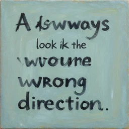 you always look in the wrong direction. painting