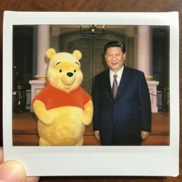 polaroid photograph and ccp president xi jing ping pictured with winnie the pooh