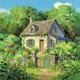 a typical house in a creole garden from reunion island painting by ( ( ( kenton nelson ) ) ), by makoto shinkai!, by studio ghibli, anime, trending on artstation