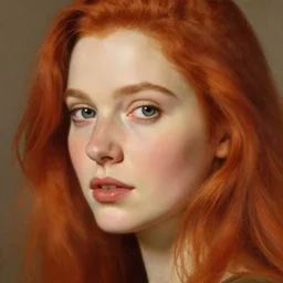beautiful redhead woman, painted by hans zatzka, closeup