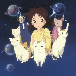 catgirls in space by haruko ichikawa, kyoto animation, square enix makoto shinkai artgerm ghibli
