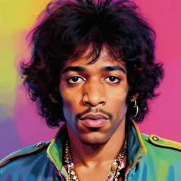 jimi hendrix, photorealistic face 4 k digital paint by studio ghibli hayao miyazaki. vivid colours, vaporwave lighting style, very sharp and detailed. trending on artstation and behance.