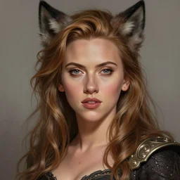 detailed portrait of scarlett johansson as a cute werewolf monster girl, beautiful, fantasy, intricate, elegant, highly detailed, digital painting, artstation, concept art, matte, sharp focus, illustration, art by aenaluck, artgerm and roberto ferri and greg rutkowski, epic fantasy, digital painting