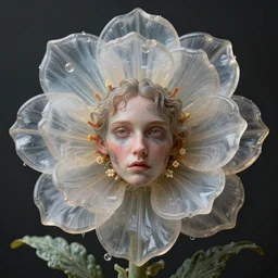 grotesque translucent flower made from hidden desires, by rutkowski and giuseppe arcimboldo, james jean and erik jones and rhads, beutiful details, ultradetailed, prefect face, photorealistic details, feroflex, 3 d octane render, colossal scale, trending artstation, shallow depth of field