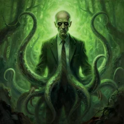 horror lovecraft painting with tentacles of saul goodman, ethereal, horror, fantasy, lovecraft, green