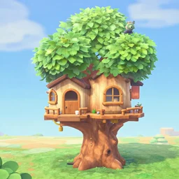 a futuristic tree house in animal crossing