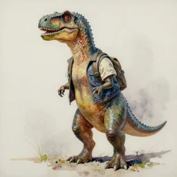 a oil / watercolor painting full body character portrait of a humanoid dinosaur civilian in the style of moebius in the style of leonard boyarsky trending on artstation deviantart pinterest detailed photorealistic highlights and shadow hd 8 k post - processing high resolution
