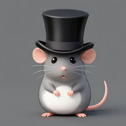 emoji of a rat in a top hat, high quality, clean, minimalism
