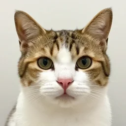 a cat with dog ears and pig nose and cow hair