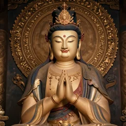 portrait of a smiling bodhisattva, praying meditating, elegant, intricate, cinematic, ornate, by wlop